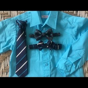 Teal dress shirt & (3) ties bundle